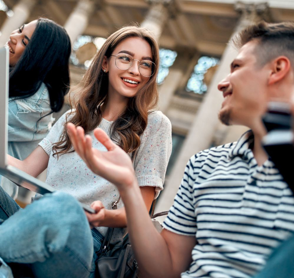 stock image friends smiling together